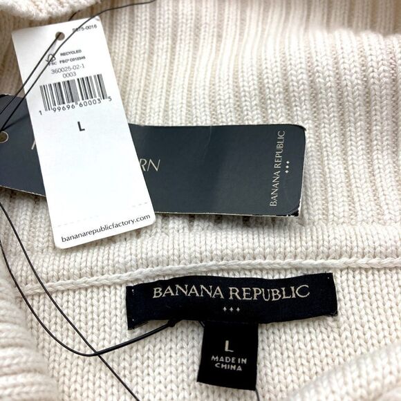 NWT Banana Republic Women’s Cable Knit White Sweater Size L - Picture 6 of 8